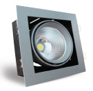 Карданный светодиодный светильник Grazioso 1  LED 30 C (6000К холодно-белый, прозрачный рассеиватель, корпус серый)